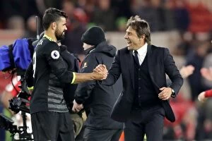 Images Dated 20th November 2016: Conte and Costa: Triumphant Victory Celebration at Middlesbrough's Riverside Stadium