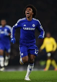 Images Dated 4th January 2015: Da Silva-Willian Scores First Goal: Chelsea's Thrilling FA Cup Victory Over Watford (January 4)