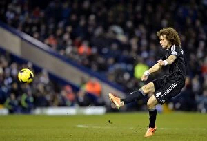 Images Dated 11th February 2014: David Luiz at The Hawthorns: Chelsea's Free-Kick Against West Bromwich Albion (11th February 2014)