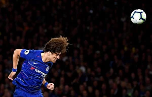 Images Dated 29th September 2018: David Luiz Heads the Ball in Intense Chelsea vs. Liverpool Clash, Premier League