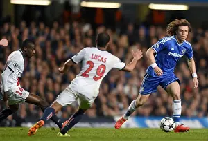 European Matches 2013-2014 Season Prints: David Luiz Outmaneuvers Lucas Moura: Chelsea's Thrilling Moment vs