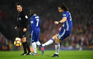 Images Dated 31st January 2017: David Luiz Scores the Opener: Chelsea at Liverpool, Premier League 2017, Anfield