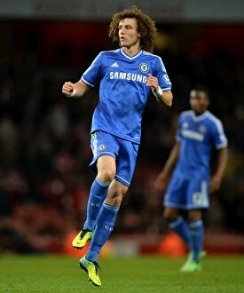 Arsenal v Chelsea 29th October 2013 Collection: David Luiz Soaring High: Chelsea's Defender Dominates in Capital One Cup Clash Against Arsenal