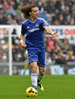 Newcastle United v Chelsea 2nd November 2013 Collection: David Luiz at St. James Park: A Defensive Battle in the Chelsea vs