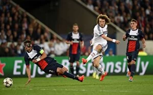 Images Dated 2nd April 2014: David Luiz Stuns Paris Saint-Germain: Chelsea's Surprising Goal in UEFA Champions League