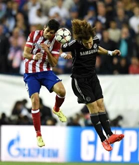Images Dated 22nd April 2014: David Luiz vs Diego Costa: A Champions League Showdown - Atletico Madrid vs Chelsea (April 2014)