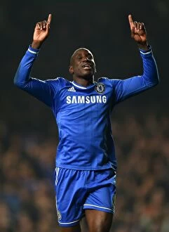 Images Dated 8th March 2014: Demba Ba's Fourth Goal: Chelsea's Victory Celebration vs. Tottenham (March 8, 2014)