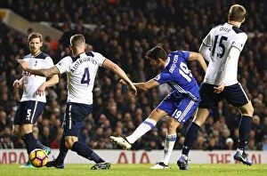 Images Dated 4th January 2017: Diego Costa Fires for Chelsea Against Tottenham in Premier League Showdown