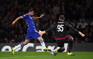 September 2015 Collection: Diego Costa Scores Chelsea's Third Goal vs. Maccabi Tel Aviv in UEFA Champions League