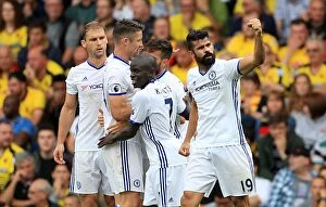 Images Dated 20th August 2016: Diego Costa Scores Chelsea's Second Goal vs. Watford in Premier League 2016-17 - John Walton/PA Wire