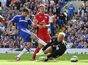 Images Dated 23rd August 2014: Diego Costa Scores First Goal: Chelsea's Victory Over Leicester City (August 23, 2014)