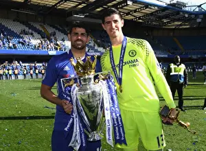 Diego Costa and Thibaut Courtois: Celebrating Premier League Victory with Chelsea against Sunderland