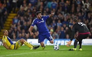 Images Dated 16th September 2015: Diego Costa Wins Decisive Penalty: Chelsea's UEFA Champions League Victory over Maccabi Tel Aviv