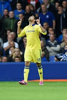 Images Dated 30th August 2014: Diego Costa's Debut: Chelsea Kicks Off Season with Thrilling Victory at Everton's Goodison Park