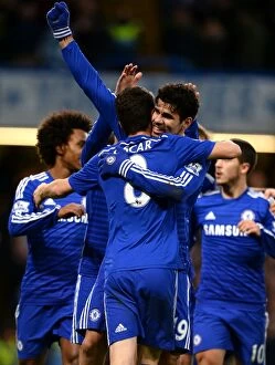 Chelsea v Newcastle United 10th January 2015 Collection: Diego Costa's Double: Chelsea's Star Forward Celebrates Second Goal Against Newcastle United