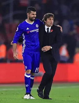 Diego Costa's Glory: Embraced by Conte after Chelsea's Triumph at Southampton