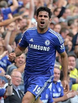 Images Dated 23rd August 2014: Diego Costa's Thrilling Debut Goal: Chelsea vs. Leicester City, Premier League (August 23, 2014)