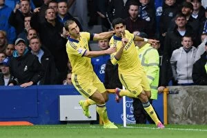 Images Dated 30th August 2014: Diego Costa's Thrilling Goal: Chelsea's Triumph at Everton's Goodison Park (Barclays Premier League)