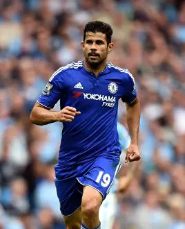 Diego Costa's Thrilling Showdown: Manchester City vs. Chelsea - Barclays Premier League, Etihad Stadium (August 2015)