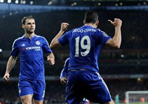 Images Dated 24th January 2016: Diego Costa's Thunderous Strike: Arsenal vs. Chelsea Rivalry Erupts at Emirates Stadium