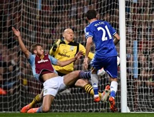 Images Dated 15th March 2014: Disallowed Goal: Nemanja Matic's Strike for Chelsea vs. Aston Villa (BPL, 15th March 2014)