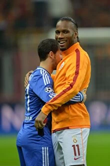 Images Dated 26th February 2014: Drogba and Hazard's Emotional Reunion: Galatasaray vs. Chelsea
