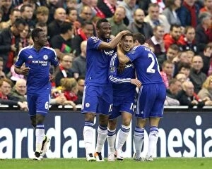 Images Dated 11th May 2016: Eden Hazard Scores First Goal: Chelsea at Anfield (2015-16)