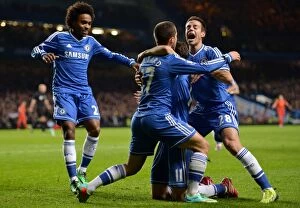 Images Dated 29th December 2013: Eden Hazard Scores First Goal: Chelsea vs. Liverpool (December 29, 2013)