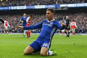 Images Dated 4th February 2017: Eden Hazard Scores His Second Stunner: Chelsea's Thrilling 2-1 Victory Over Arsenal