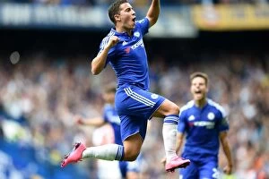 Images Dated 19th September 2015: Eden Hazard's Double Strike: Chelsea's Glory Against Arsenal (September 2015)