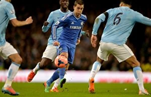Manchester City v Chelsea 15th February 2014 Collection: Eden Hazard's Electrifying Dash: Chelsea vs Manchester City - FA Cup Fifth Round