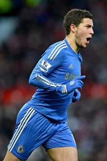 Images Dated 10th March 2013: Eden Hazard's Thrilling FA Cup Quarterfinal Goal: Chelsea Stuns Manchester United at Old Trafford
