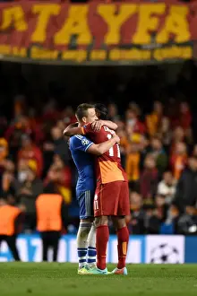 European Matches 2013-2014 Season Prints: Ending a Rivalry: John Terry and Didier Drogba's Embrace - Chelsea vs