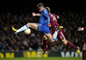 Images Dated 4th April 2013: Fernando Torres Soaring Europa League Goal: Chelsea's Quarterfinal Victory over Rubin Kazan