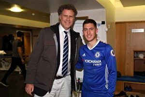 Images Dated 4th February 2017: Will Ferrell Meets Eden Hazard: Chelsea's Triumph over Arsenal in the Premier League