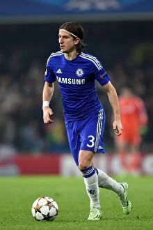 Images Dated 10th December 2014: Filipe Luis in Action: Chelsea vs. Sporting Lisbon, Champions League at Stamford Bridge