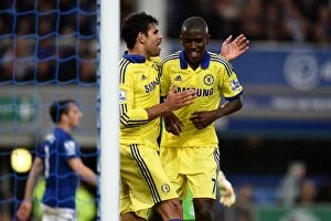Images Dated 30th August 2014: Five-Goal Blitz: Costa and Ramires Celebrate Chelsea's Victory Over Everton (August 30, 2014)