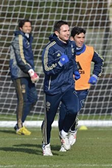Images Dated 8th February 2013: Frank Lampard Leading Training Session at Cobham: Chelsea Football Club, Barclays Premier League