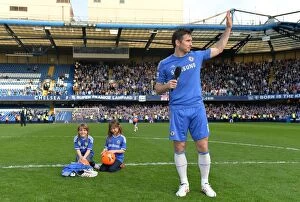 Images Dated 19th May 2013: Frank Lampard's Emotional Champion's Speech: A Heartfelt Farewell at Stamford Bridge