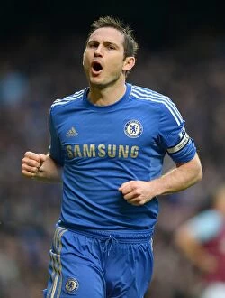 Images Dated 17th March 2013: Frank Lampard's Euphoric Goal Celebration: Chelsea vs. West Ham United (Premier League Debut)