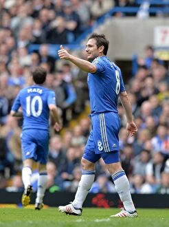 Images Dated 28th April 2013: Frank Lampard's Euphoric Goal Celebration: Chelsea vs Swansea (April 28, 2013)