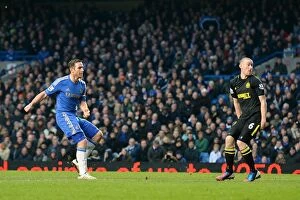 Images Dated 9th February 2013: Frank Lampard's Strike: Chelsea's Third Goal vs. Wigan Athletic (9th February 2013, Stamford Bridge)