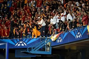 Images Dated 18th March 2014: Galatasaray Fans Unwavering Passion: Chelsea's Stamford Bridge