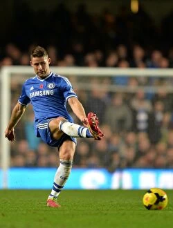 Images Dated 9th November 2013: Gary Cahill in Action: Chelsea vs. West Bromwich Albion, Barclays Premier League (November 9, 2013)