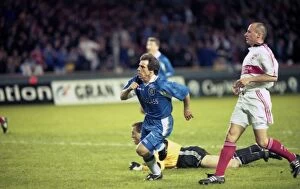 Cup Winners Cup Final 1998 Collection: Gianfranco Zola Scores the Winning Goal for Chelsea in the 1998 UEFA European Cup-Winners Cup