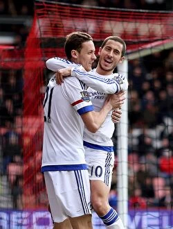 Images Dated 23rd April 2016: Four Goals Blitz: Hazard and Matic Celebrate in Style for Chelsea at Bournemouth (April 2016)