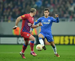 European Matches 2012-2013 Season Prints: Hazard vs. Latovlevici: A Battle for Ball Possession - Chelsea vs
