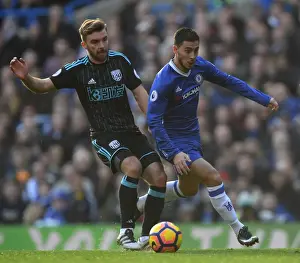 2016/17 Season Prints: Hazard vs Morrison: Battle for Ball Supremacy - Chelsea vs West Bromwich Albion