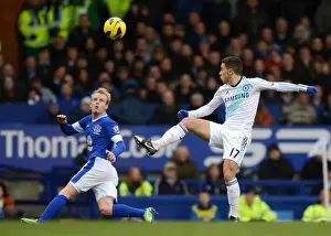 Seasons Past Prints: Hazard vs. Naismith: A Battle at Goodison Park - Chelsea vs
