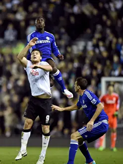 Intense Battle for the Ball: Zouma vs. Martin - Derby County vs. Chelsea, Capital One Cup Quarter-Final (December 16, 2014)